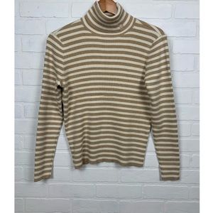 Ralph Lauren Striped Turtleneck Tan & White SZ L
